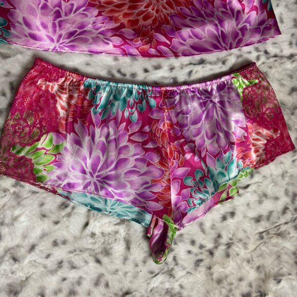 La senza 2 piece set tank top and shorts pajamas lounge fireworks floral shiny - Picture 3 of 7